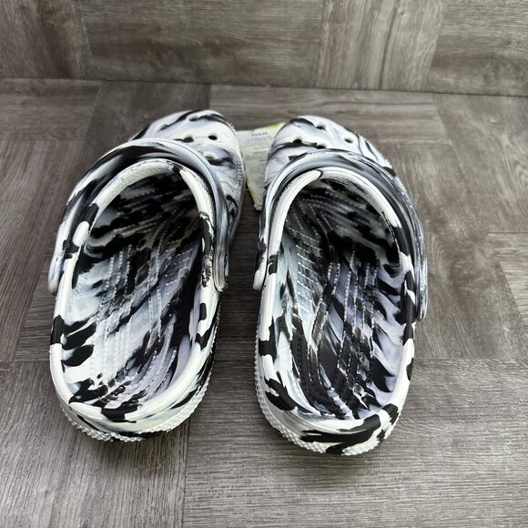CROCS Classic Kids size 3 Black White Die Tye Clogs - Picture 6 of 8